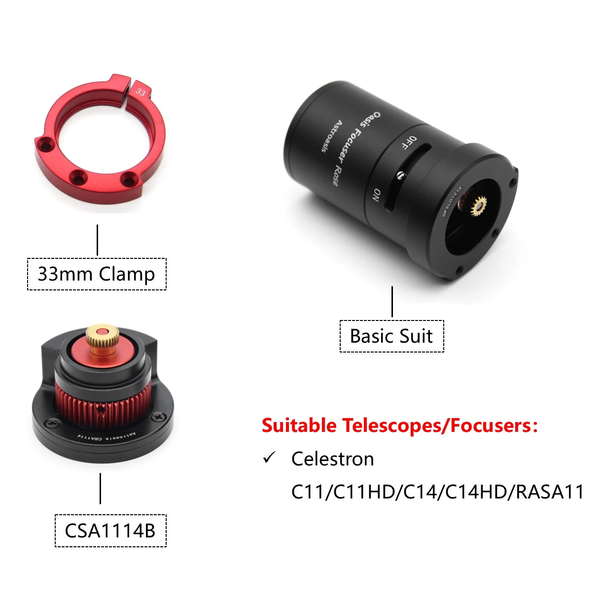 Oasis Focuser Rose - Installation on Celestron SCT and RASA