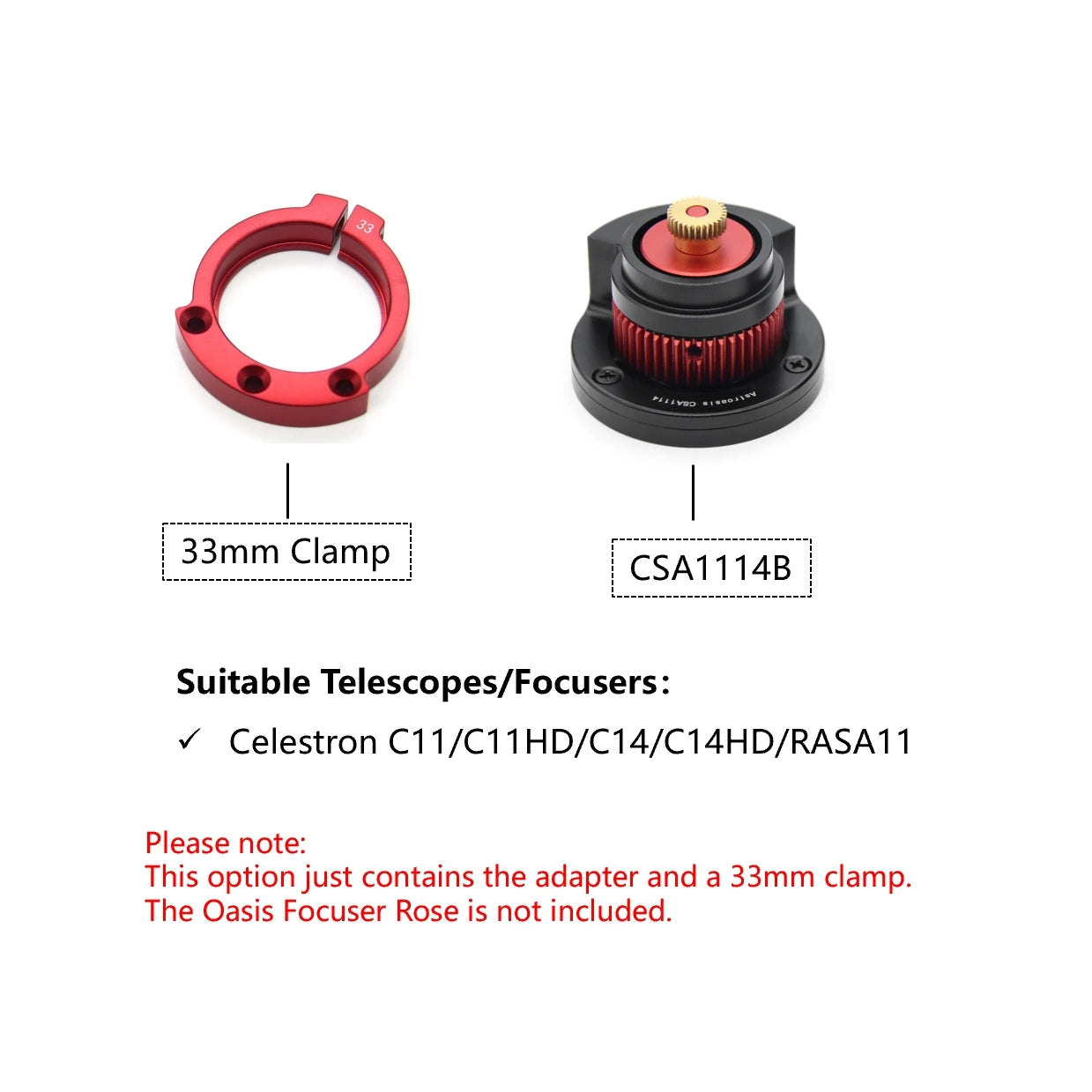 Oasis Focuser Rose - Installation on Celestron SCT and RASA