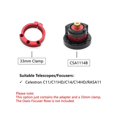 Oasis Focuser Rose - Installation on Celestron SCT and RASA