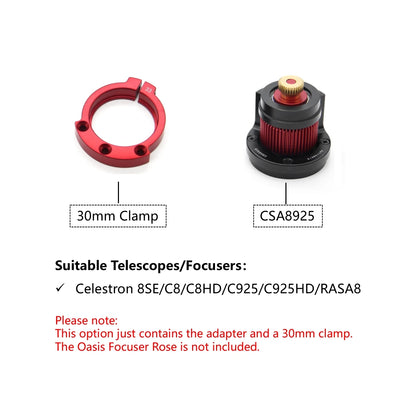 Oasis Focuser Rose - Installation on Celestron SCT and RASA