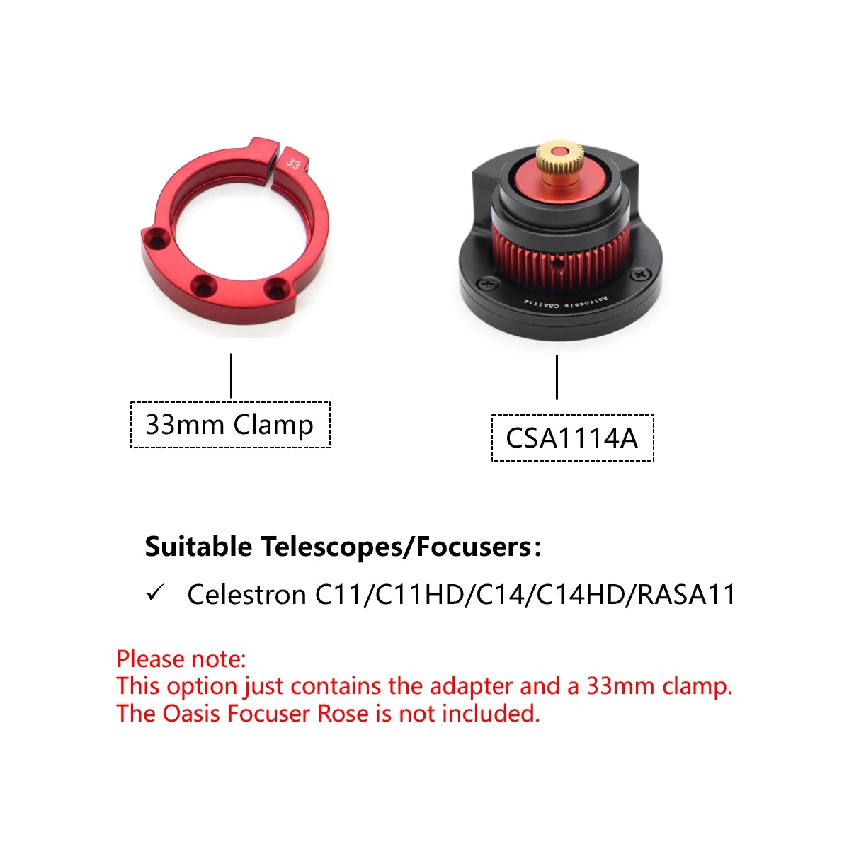Oasis Focuser Rose - Installation on Celestron SCT and RASA